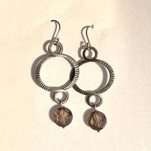 Smoky Quartz + Sterling Silver Twisted Earrings, Silpada